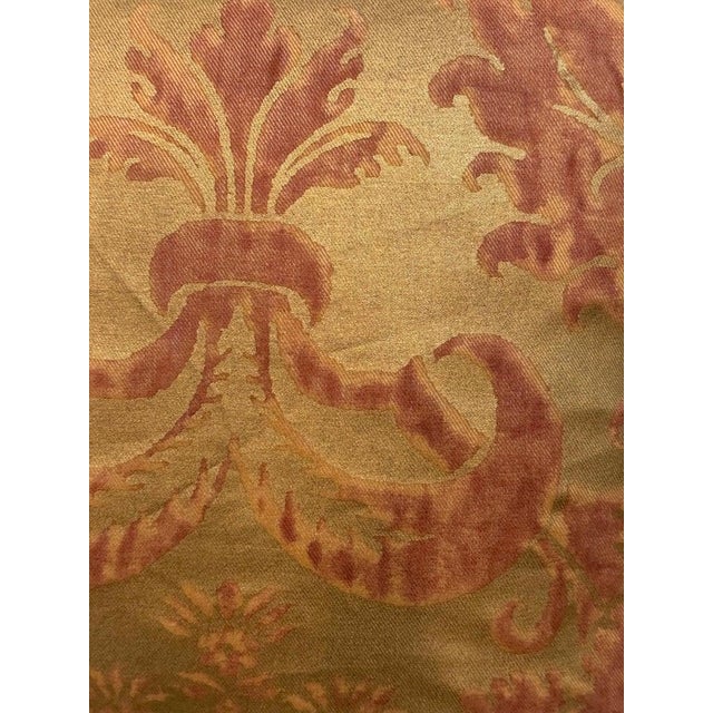 Melissa Levinson Custom Mariano Fortuny Pillows in Antique Gold & Coral Damask For Sale - Image 4 of 16