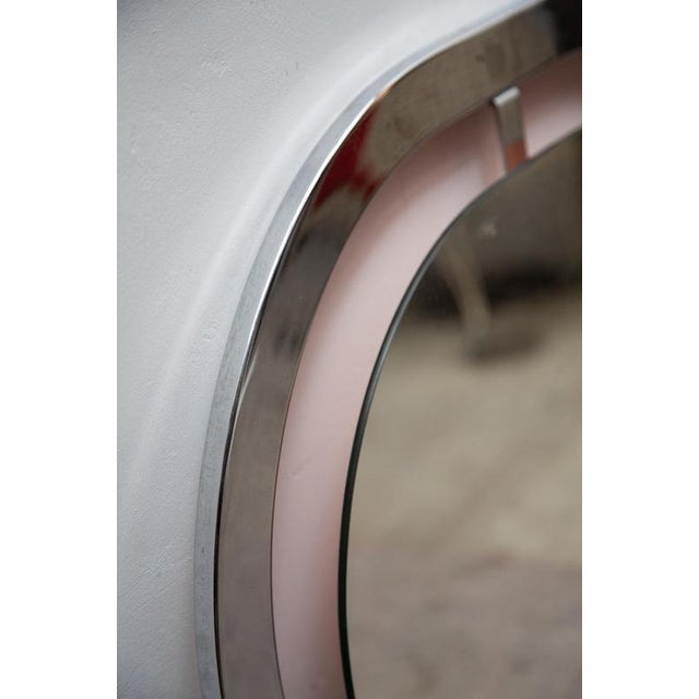 Silver Mid-Century Modern Wall Mirror attributed to Belgo Chrome, Belgium, 1970 For Sale - Image 8 of 9