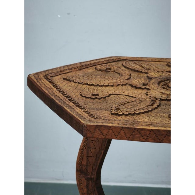 Wood Antique Central European Hand-Carved Beech Side Table, 1890s For Sale - Image 7 of 12
