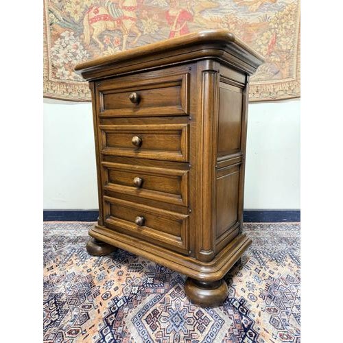 This is an exceptional, high-quality Mid-20th-century Dutch oak tallboy chest of drawers designed in a striking Brutalist...