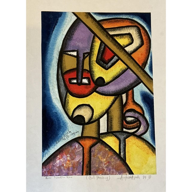 African Late 20th Century Three Head in One, Artist Adewale Ayinla For Sale - Image 3 of 4
