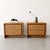A striking pair of vintage 1970s Mid-Century Modern walnut burlwood and cane nightstands. Richly figured burlwood features...