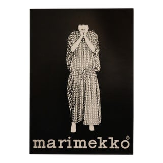 1960's Finnish Advertisement Poster - Marimekko (Woman in Dress, Black Background) For Sale