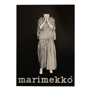 1960's Finnish Advertisement Poster - Marimekko (Woman in Dress, Black Background)