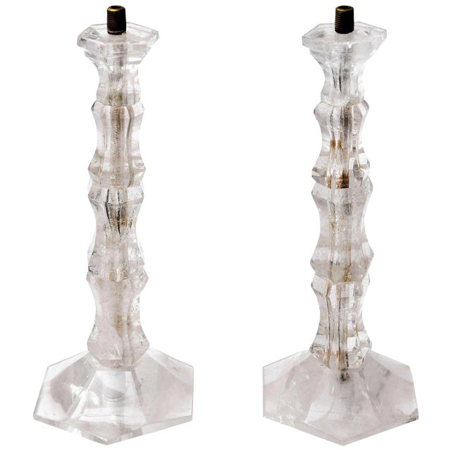 Rock Crystal Candlesticks - Pair For Sale