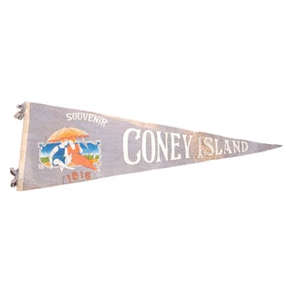 1915 Antique Coney Island Felt Flag For Sale