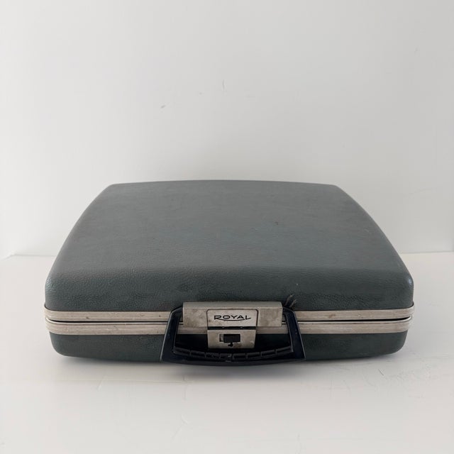 1950s Royal Aristocrat Blue and Cream Portable Typewriter With Case For Sale - Image 9 of 10