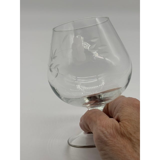 Vintage Princess House Crystal Brandy Snifters Heritage Pattern Etched Set of 3 Glasses For Sale - Image 9 of 10