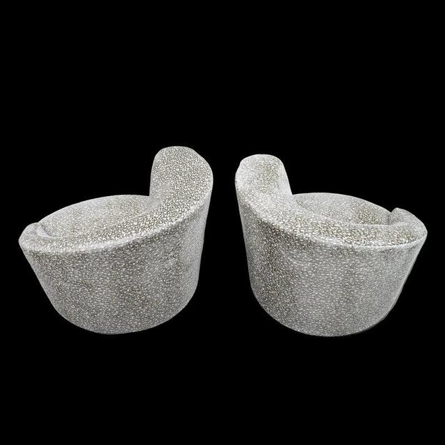 Mid-Century Modern MCM Attributed to Vladimir Kagan Nautilus Asymmetrical Swivel Lounge Chairs - Pair For Sale - Image 3 of 8