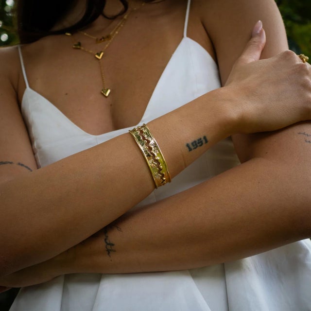 Early 21st Century Golden Wave Cuff Adjustable Bracelet For Sale - Image 5 of 11