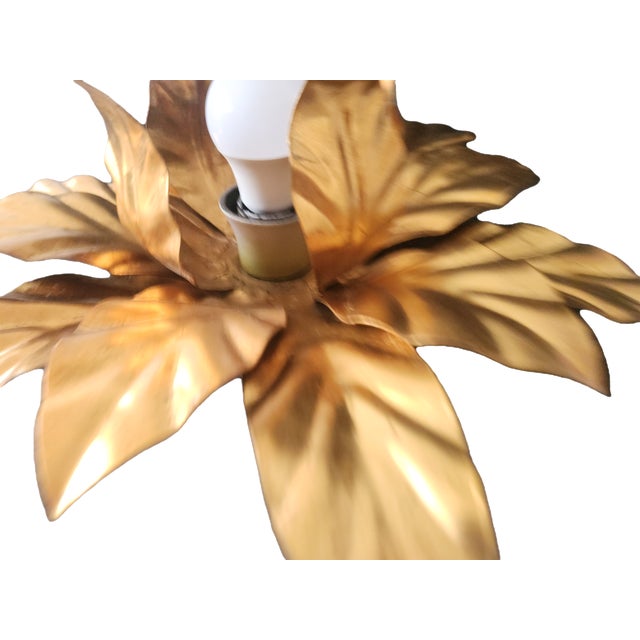 Hollywood Regency Florentine Flower-Shaped Gilt Flush Mount from Hans Kögl, Italy, 1960s For Sale - Image 11 of 18