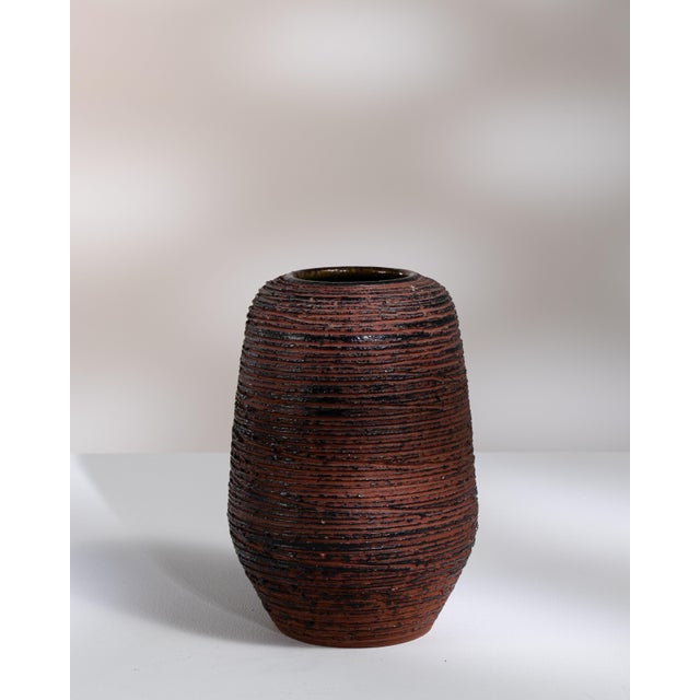 Mid-Century Modern 1960s German Dark Brown Ceramic Spara Keramik Vase For Sale - Image 3 of 15