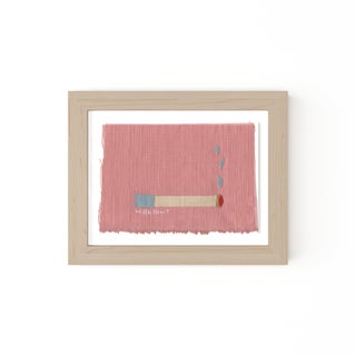Colette the Blue Cigarette by Willa Heart in Natural Frame, Mini Art Print For Sale