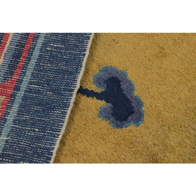 Textile Antique Indochinese Art Deco Rug in Gold With Kirin Pictorials, From Rug & Kilim For Sale - Image 7 of 8