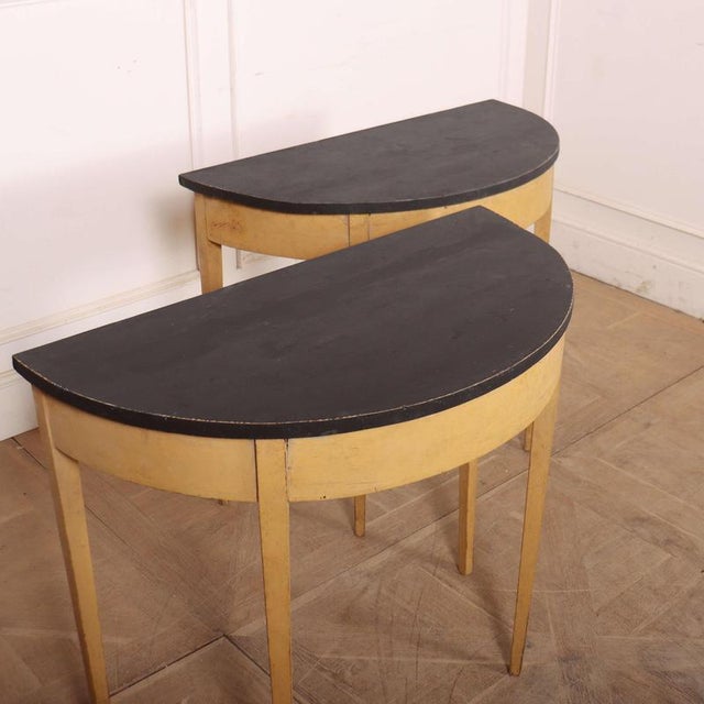 Small Painted Demi Lune Console Tables, 1890s, Set of 2 For Sale - Image 5 of 9
