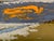 Expertly painted vintage abstract seascape palette knife painting. Oil on board measures 8 1/2” x 11:. With linen mat and...