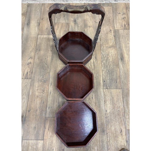 Vintage Chinese Tiered Wicker Wedding Basket Betrothal Basket For Sale - Image 11 of 13