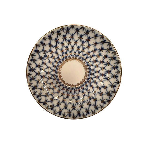 Royal Blue Vintage Lomonosov Imperial Porcelain Cobalt Net Tulip Complete Tea Set for Six - 22 Pieces For Sale - Image 8 of 13