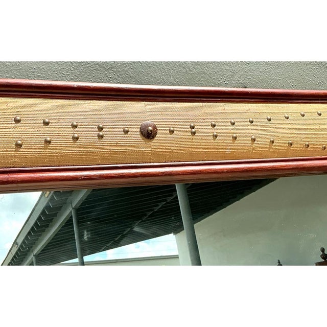 Vintage Seagrass Studded Wood Floor Mirror For Sale - Image 9 of 15