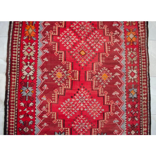 1940s Antique Turkish Rug Kilim Handmade Wide Runner - 4′11″ X 12′5″ For Sale - Image 12 of 17