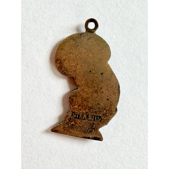 African Vintage Sterling Silver African Lady in Traditional Headdress Bracelet Charm Pendant For Sale - Image 3 of 6