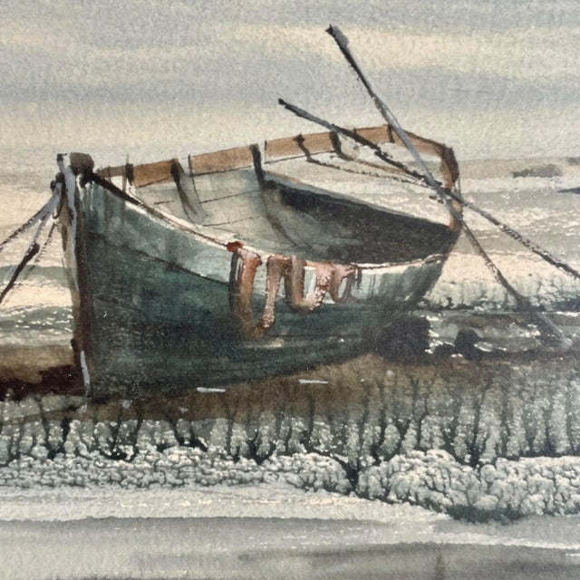 Contemporary Suraprison Artist Seascape Watercolor Painting, Signed & Framed For Sale - Image 3 of 6