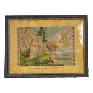 Historical Poster Print for Italian Independence by Commemorativa Lughesi, Wood For Sale