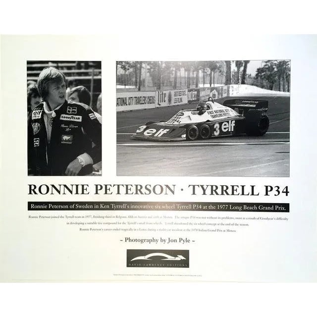 1980s Jon Pyle Ronnie Peterson Tyrrell P3 Formula One Lithographic Poster For Sale