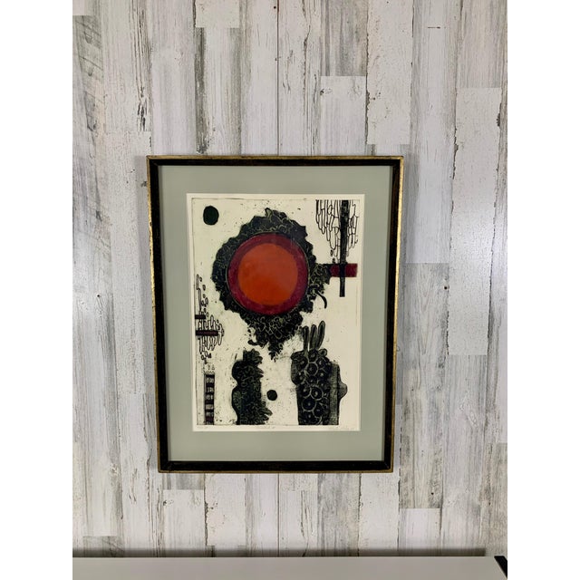 Marta Palau (Spanish, b. 1934), "Tonatiuh II," 1968, etching in colors with carborundum, pencil signed and dated lower...