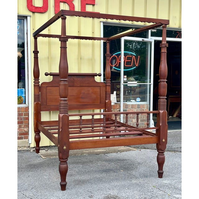 Farmhouse Antique 19th Century American Classical Full Tester Poster Bed For Sale - Image 3 of 18