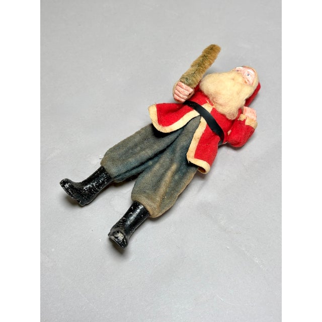 1930s Christmas Antique Japanese Composition Santa Claus With Bottle Brush Tree, Circa 1930s For Sale - Image 5 of 8
