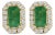 14K Yellow Gold Green Emerald and 1/8 Cttw Diamond Halo Octagonal Shaped Stud Earrings (I-J Color, I1-I2 Clarity) For Sale