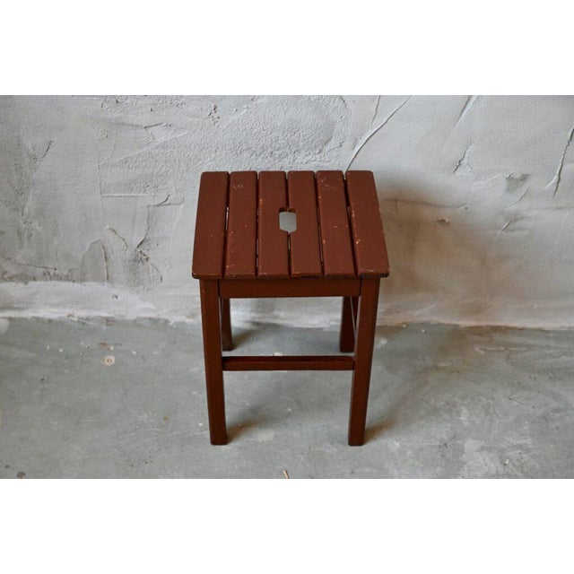Rustic Wooden Farm Stool For Sale - Image 4 of 6