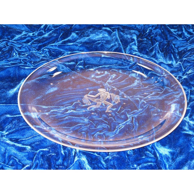 1920s Glass Plate Art Nouveau Orrefors wheel Engraved Nude stars 1920's-30's Art Deco For Sale - Image 5 of 18