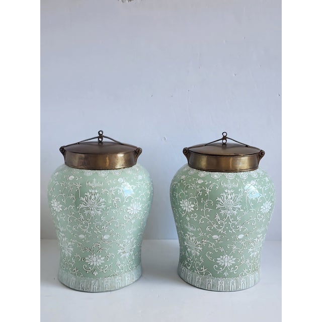 2000 - 2009 Lilian August Large Celadon Ginger Jar-a Pair For Sale - Image 5 of 12