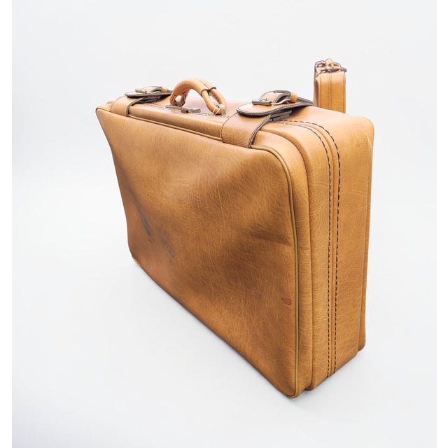 Tan Lamb Leather Suitcases, Italy, 1950s, Set of 2 For Sale - Image 18 of 18