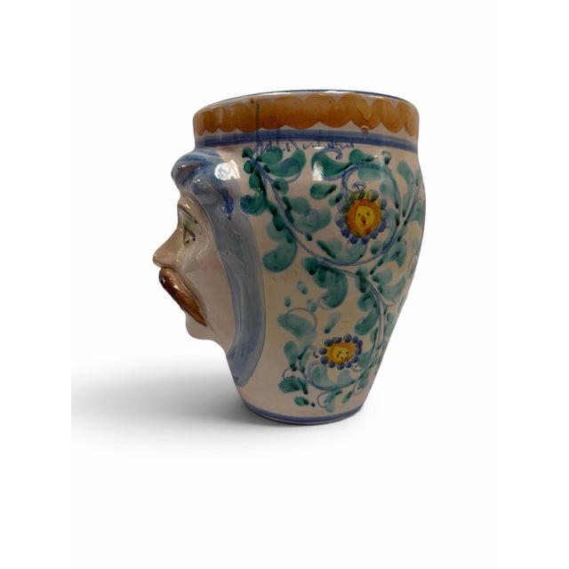 Infuse your home or patio with Mediterranean allure using this striking vintage Sicilian Testa di Moro (Moor's Head)...