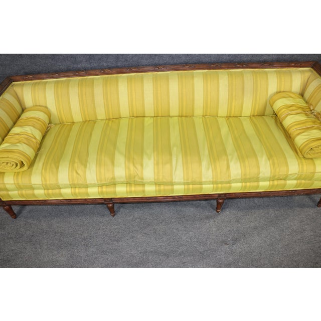 French French Louis XVI Style Carved Walnut Even-Arm Sofa Settee C.1940s Era For Sale - Image 3 of 10