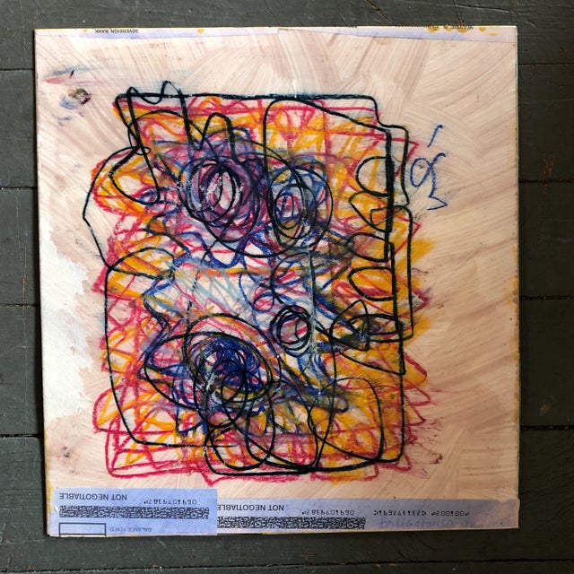 Original drawing/Collage done with vintage papers on mat board signed on reverse 12.25 x 13 unframed