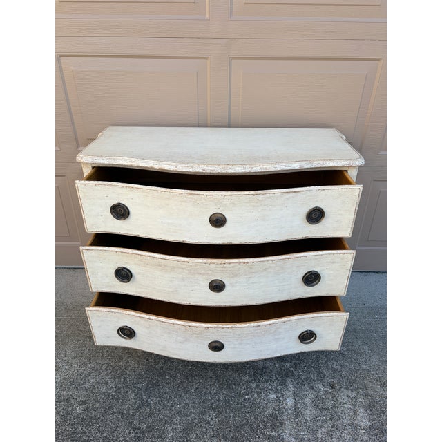 White Swedish Gustavian Serpentine Painted Chest of Drawers For Sale - Image 8 of 15