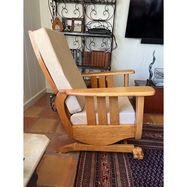 Victorian Late 19th Century Oak Morris Rocking Chair For Sale - Image 3 of 10