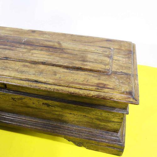 Wooden Chest with Shaped Base and Molded Lid