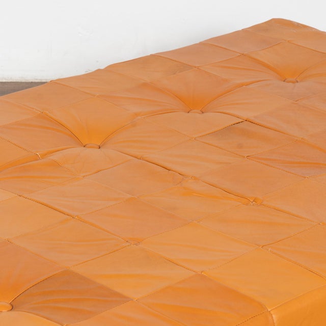 Animal Skin Mid Century Leather Day Bed Large Ottoman, Denmark Circa 1980 For Sale - Image 7 of 10