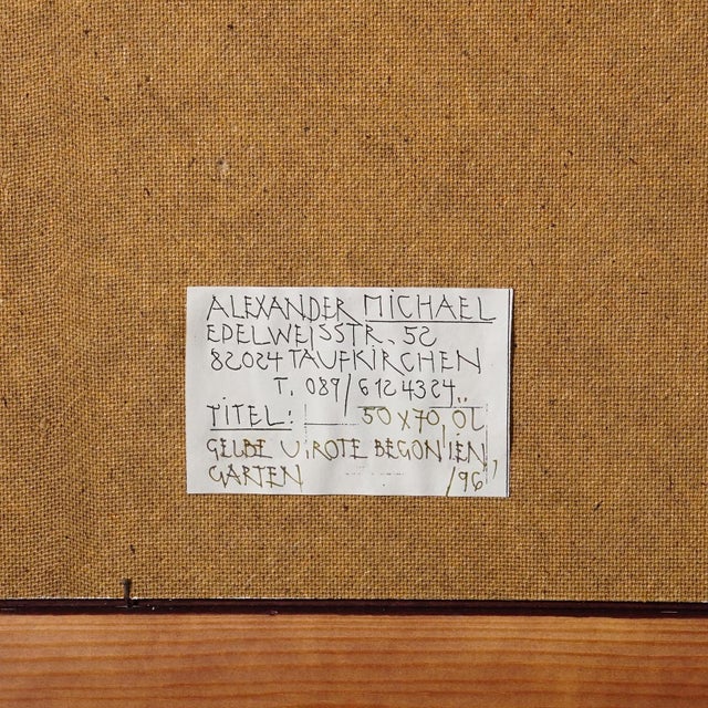 Yellow Impressionistic Oil Painting of a Garden Scenery, Alexander Michael 1996 For Sale - Image 8 of 8