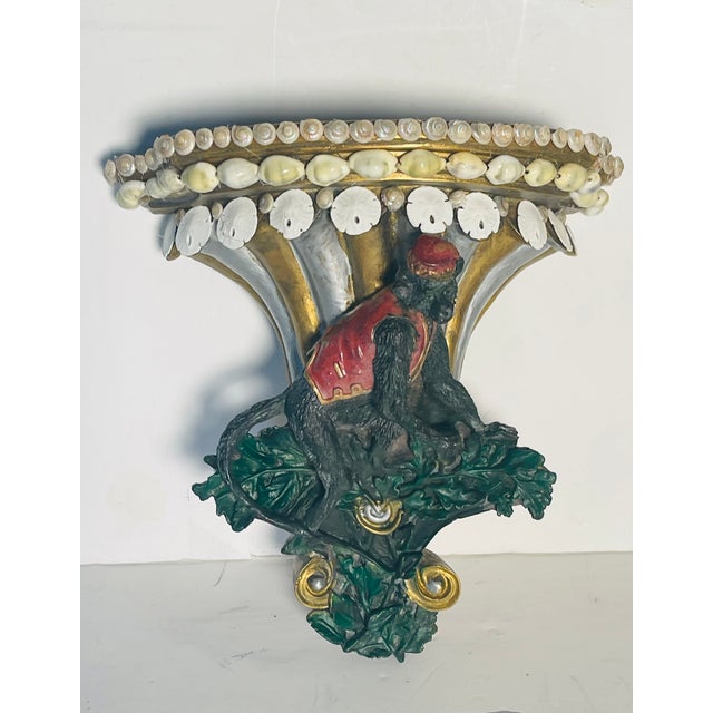 1960s Whimsical Pair of Monkey Servants Wall Brackets Cornell’s With Sea Shells For Sale In Miami - Image 6 of 8