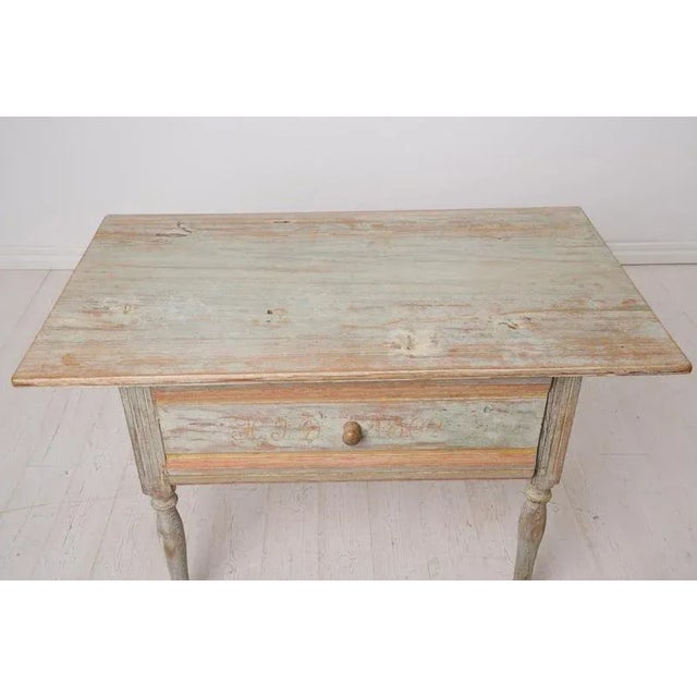 Swedish Folk Art Side Table with Large Drawer For Sale - Image 11 of 13