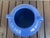 Antique Zanesville Ohio Art Pottery Gloss Cornflower Blue Double Handle Vase For Sale - Image 4 of 6
