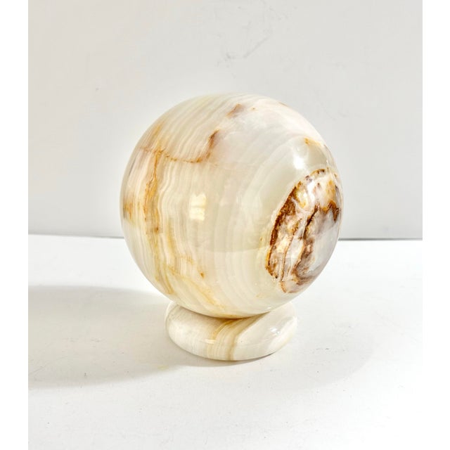 Contemporary Large Vintage Banded Onyx Sphere on Stone Base For Sale - Image 3 of 12