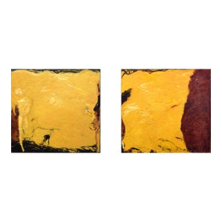 1990s Abstract Beach Diptych in Oil on Canvas by M. Prince For Sale
