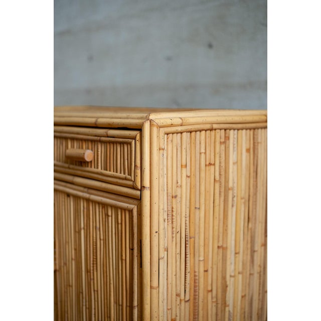 Small Fluted Bamboo Sideboard and Mirror, 1970s, Set of 2 For Sale - Image 6 of 12